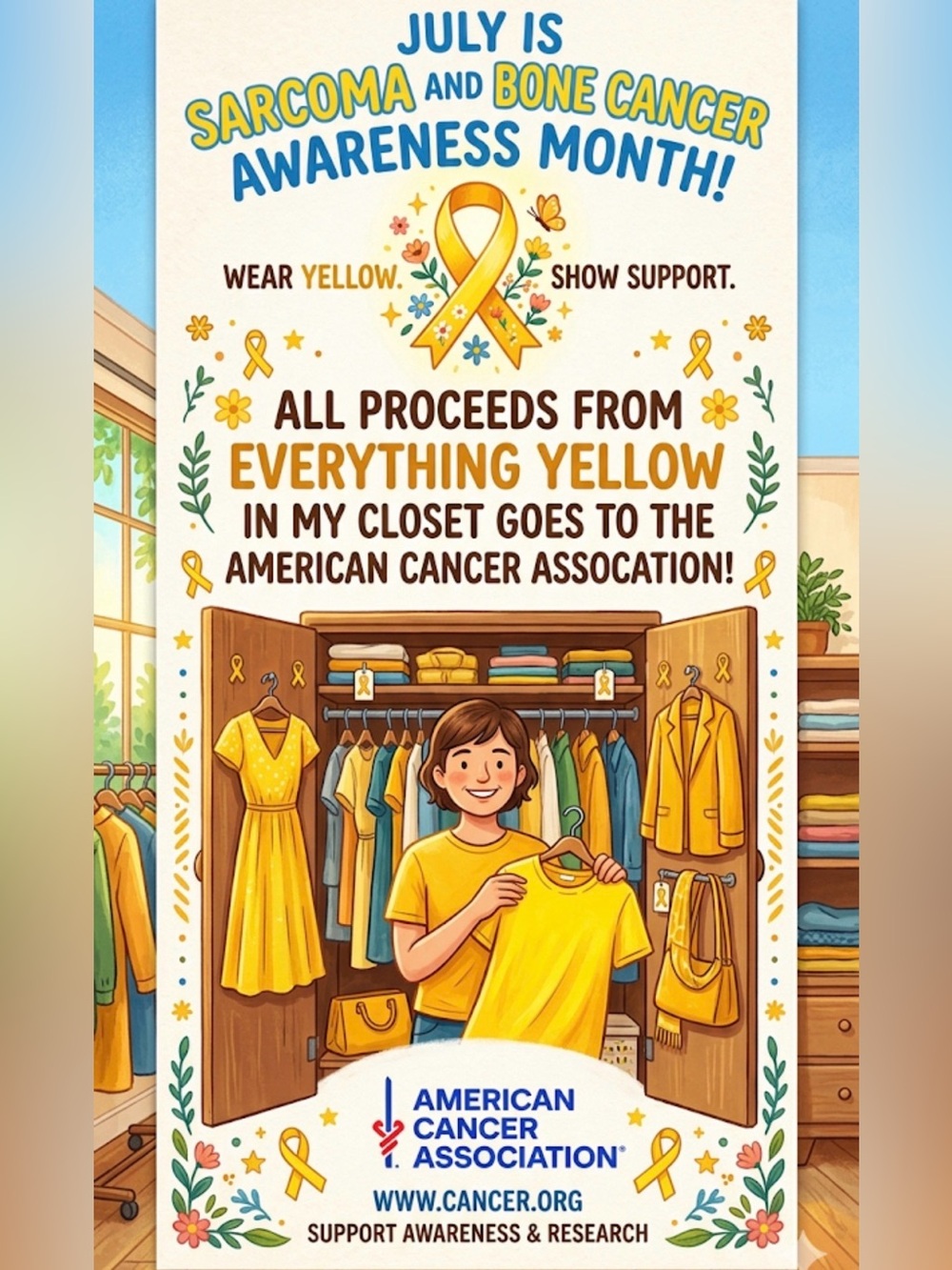 💛 Everything Yellow in my closet goes to the American Cancer Association